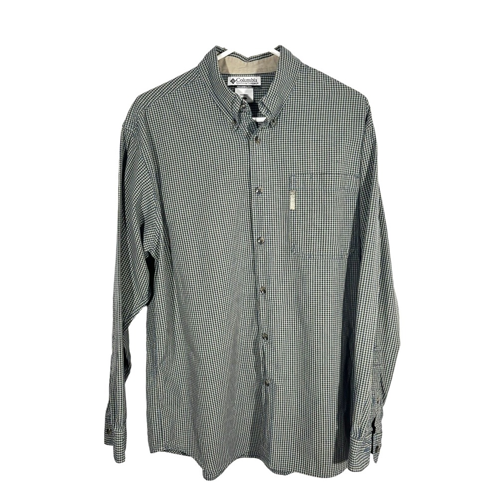Columbia Men's Long Sleeve Button Up Blue Check Shirt Size‎ L